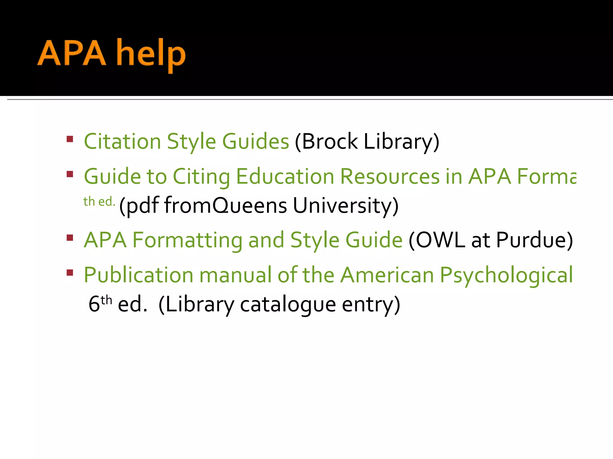 APA Style (6th ed.) PPT Education