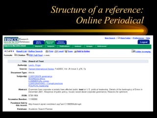 Structure of a reference: Online Periodical 