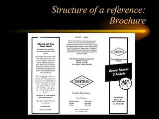 Structure of a reference: Brochure 