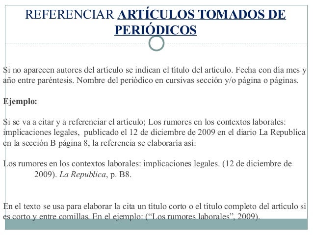 Normas Apa Como Citar Un Articulo De Revista Online Citas Para 