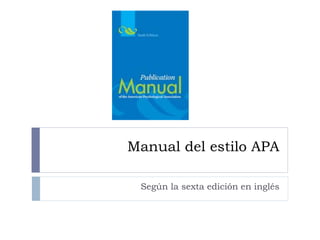 Manual del estilo APA
Según la sexta edición en inglés
 