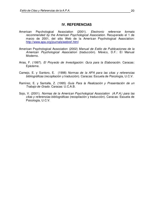 Manual del APA. Estilo de citas y referencias de la Manual del APA. Estilo de citas y referencias de la