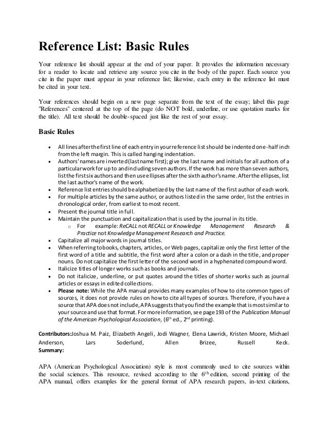 apa psychology research paper example