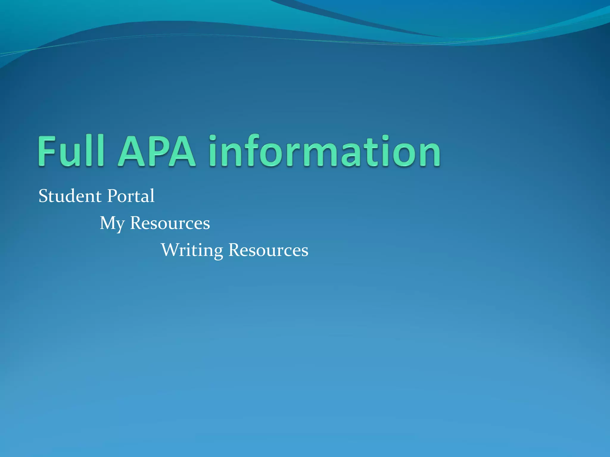 Student Portal
My Resources
Writing Resources
 