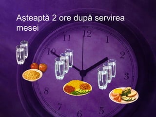 Aşteaptă 2 ore după servirea
mesei