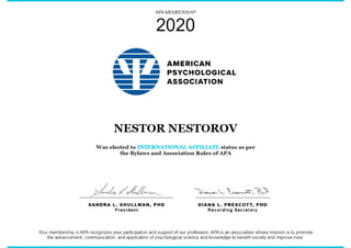 American Psyhological Association member Nestor Nestorov