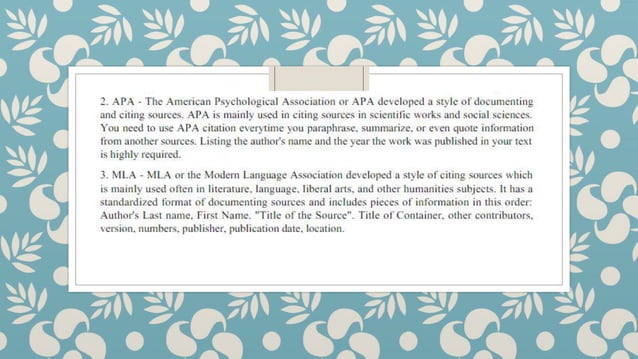 APA-MLA citations presentation in research | PPTX