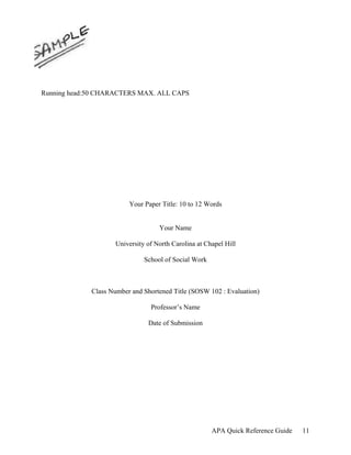 Ap Quick Guide Apa Quick Reference Guide | PDF