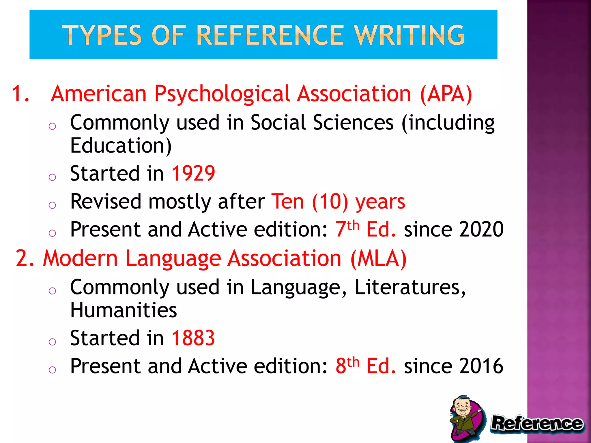 Reference Writing Style: American Psychological Association (APA)