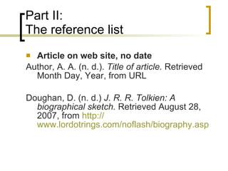Nd Reference Apa Citation Style | PPT