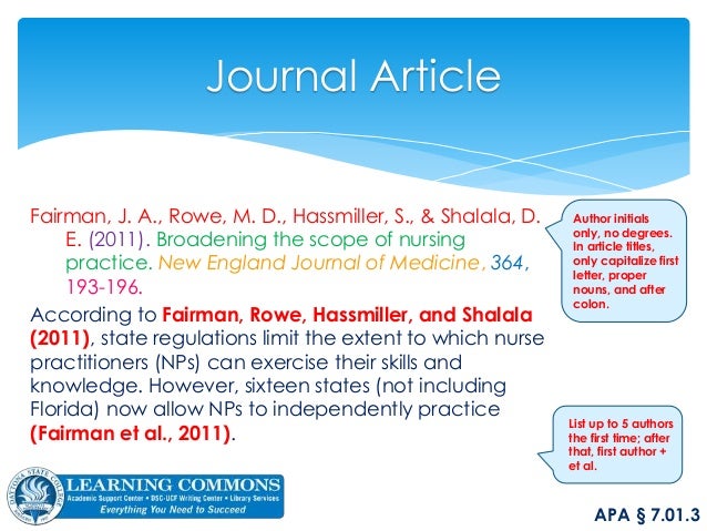 working with apa et al apa