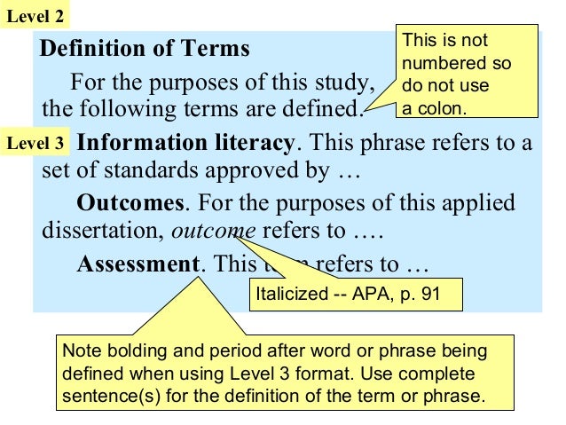 definition of terms in dissertation