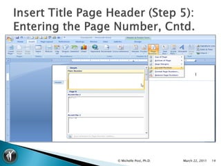 © Michelle Post, Ph.D.   March 22, 2011   14
 