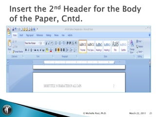 © Michelle Post, Ph.D.   March 22, 2011   21
 