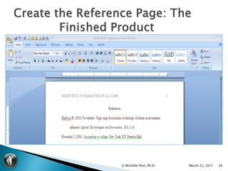 © Michelle Post, Ph.D.   March 22, 2011   26
 