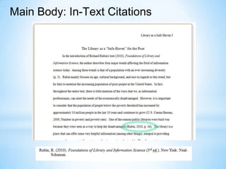 Main Body: In-Text Citations

 