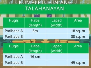 Apaano kunin ang area ng parihaba at parisukat.pptx