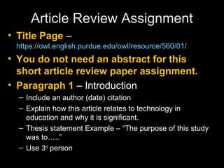 APA Research Article Review | PPT