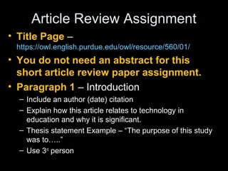 writing a journal article review apa style