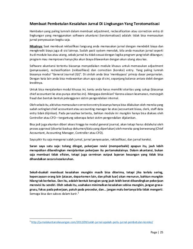 Perbedaan Adjustment Re Class Correction Dalam Jurnal Entry