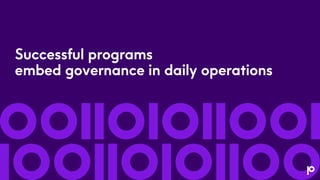 Successful programs
embed governance in daily operations
 