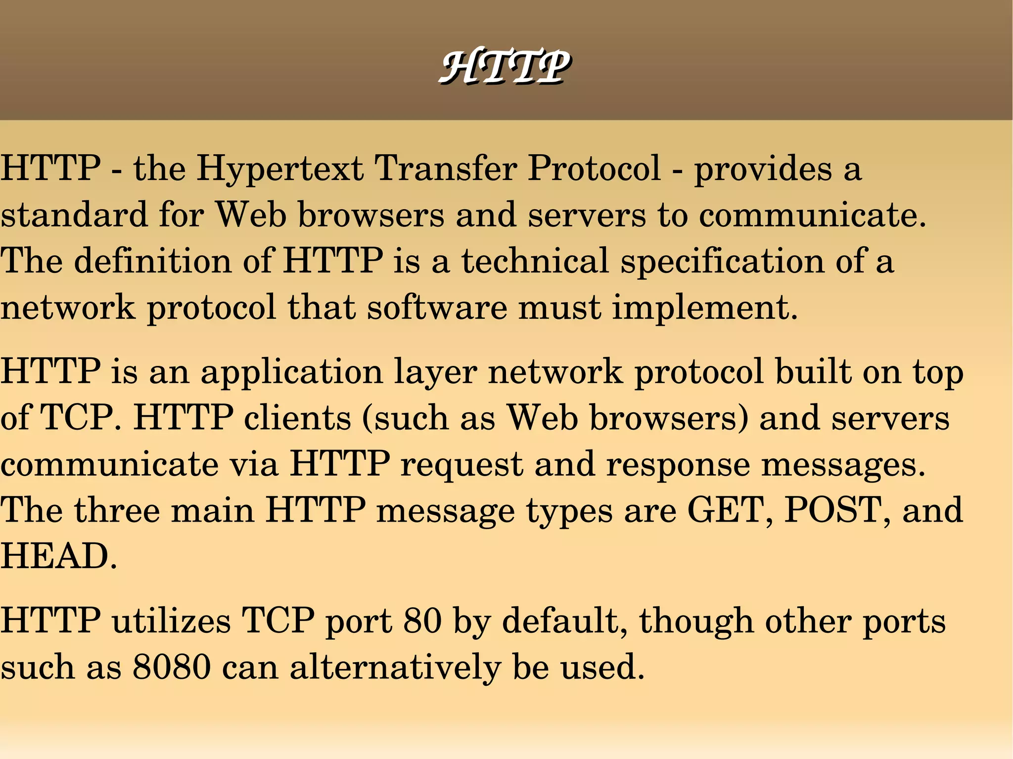 The Apache Web server provides a full range of Web server features, including CGI, SSL, and virtual domains. Apache also supports plug-in modules for extensibility. 
