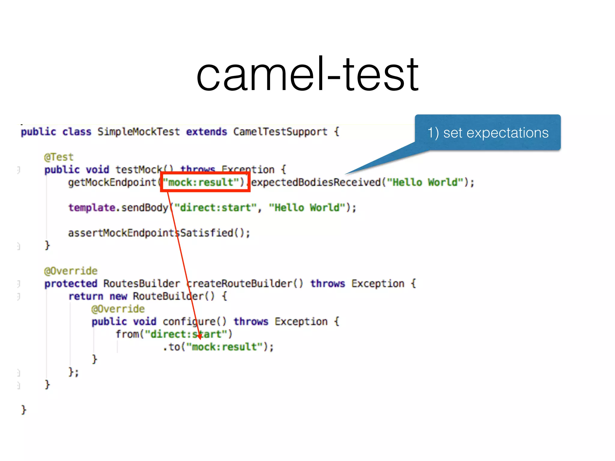 camel-test
1) set expectations
 