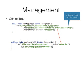 • Control Bus
Management
to stop a route
from a route
 