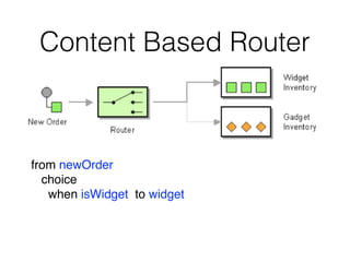 Content Based Router
from newOrder
choice
when isWidget to widget
 