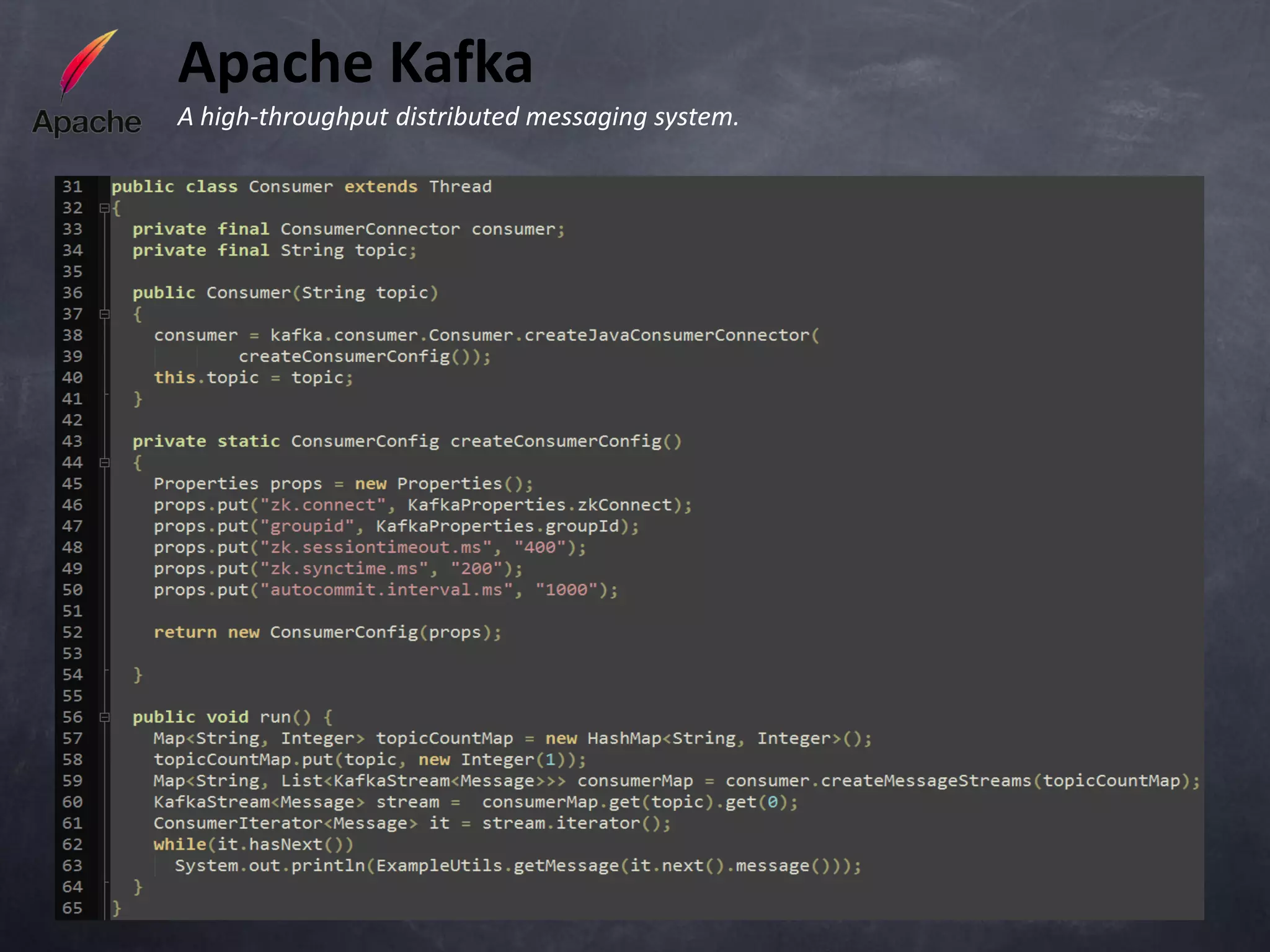 Apache Kafka
A high-throughput distributed messaging system.
 