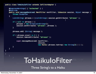 Apache MINA: The high-performance protocol construction toolkit.