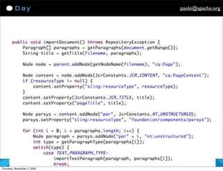 paolo@apache.org




                             - ApacheCon US 2009, Oakland - Apache POI Recipes -
Thursday, November 5, 2009
 