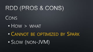 •
• CANNOT BE OPTIMIZED BY SPARK
•
 