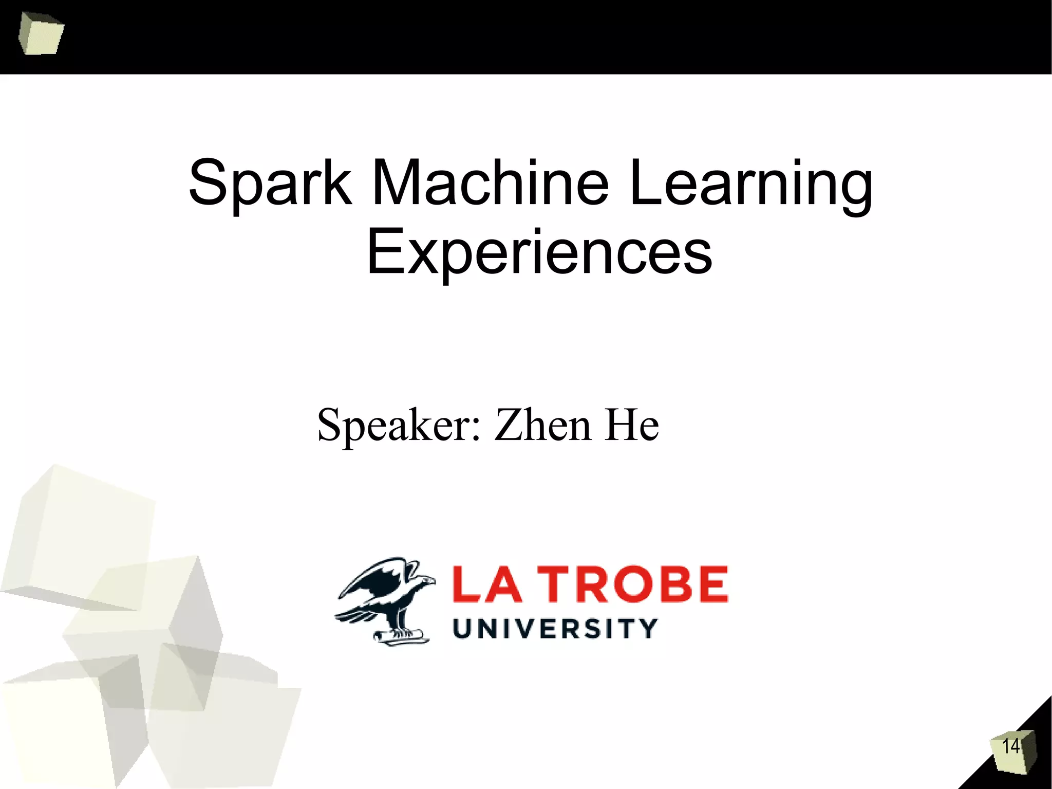 Introduction to SparkR
Mark Moloney
April 2015
https://github.com/markmo/sparkr-meetup-sparkr-demo
 