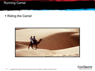 Running Camel



 Riding the Camel




 62   Copyright © 2011 Progress So*ware Corpora9on and/or its subsidiaries or aﬃliates. All rights reserved.    A Progress So*ware Company
 