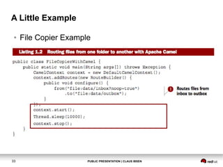 A Little Example
●

33

File Copier Example

PUBLIC PRESENTATION | CLAUS IBSEN

 