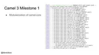@davsclaus
Camel 3 Milestone 1
● Modularization of camel-core
 