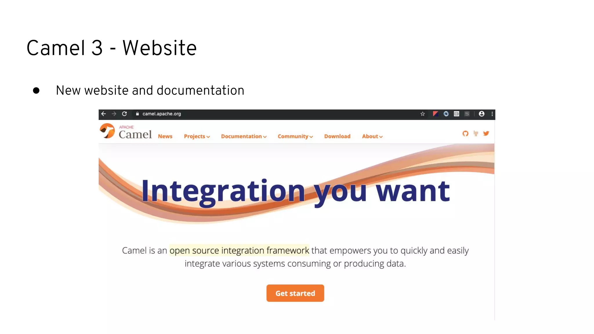Camel 3 - Website
● New website and documentation
 