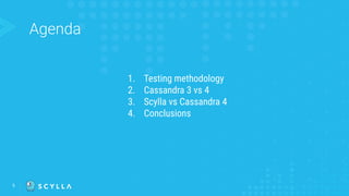 5
1. Testing methodology
2. Cassandra 3 vs 4
3. Scylla vs Cassandra 4
4. Conclusions
Agenda
 