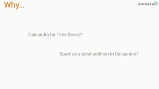 Why… 
Cassandra for Time Series? 
Spark as a great addition to Cassandra? 
 