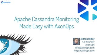 © 2022 AxonOps. All rights reserved. https://axonops.com
Apache Cassandra Monitoring
Made Easy with AxonOps
Johnny Miller
Co-Founder
AxonOps
info@axonops.com
https:/
/axonops.com
 