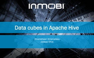 Data cubes in Apache Hive
Amareshwari Sriramadasu
Jaideep Dhok
 