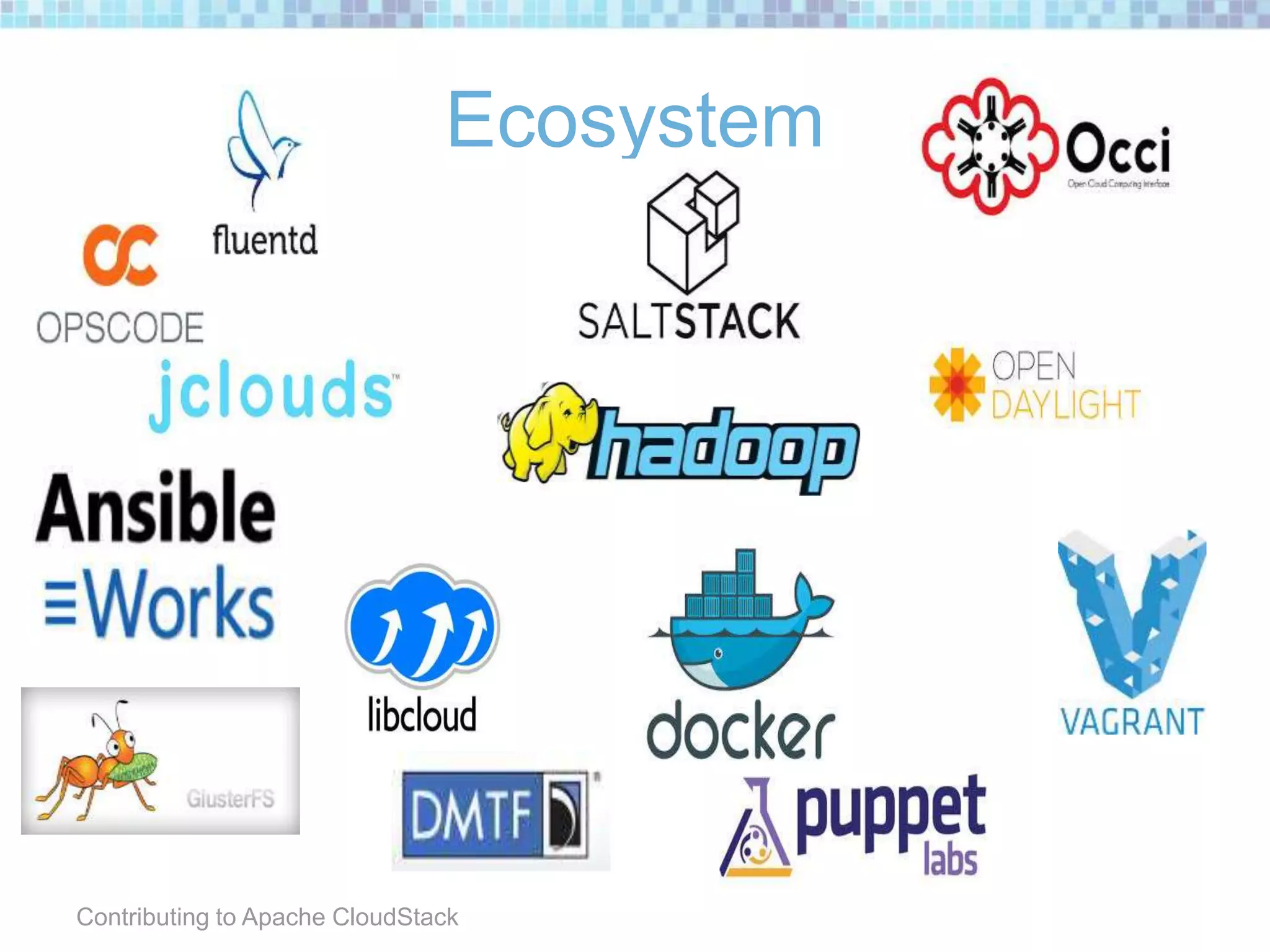 Ecosystem
Contributing to Apache CloudStack
 