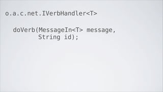 o.a.c.net.IVerbHandler<T>

  doVerb(MessageIn<T> message,
         String id);
 