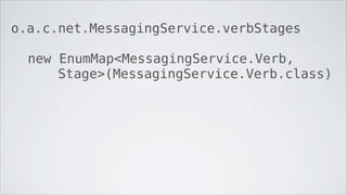 o.a.c.net.MessagingService.verbStages

  new EnumMap<MessagingService.Verb,
      Stage>(MessagingService.Verb.class)
 