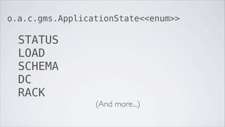 o.a.c.gms.ApplicationState<<enum>>

  STATUS
  LOAD
  SCHEMA
  DC
  RACK
                 (And more...)
 
