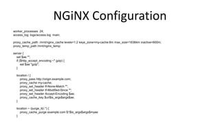 NGiNX Configuration
worker_processes 24;
access_log logs/access.log main;
proxy_cache_path /mnt/nginx_cache levels=1:2 key...