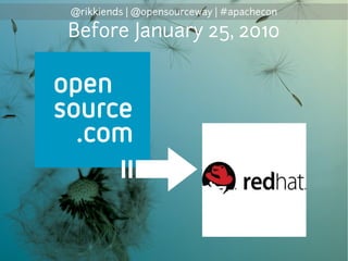 @rikkiends | @opensourceway | #apachecon
Before January 25, 2010
 