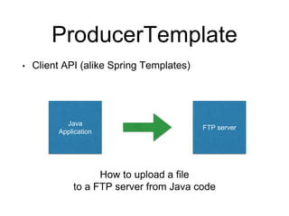 ProducerTemplate
FTP server
Java
Application
 