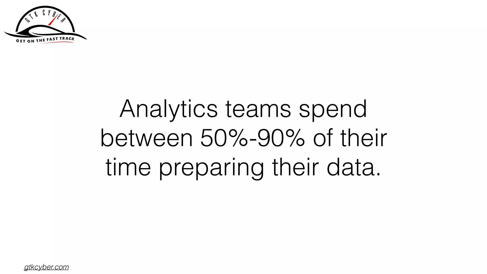 gtkcyber.com
Analytics teams spend
between 50%-90% of their
time preparing their data.
 
